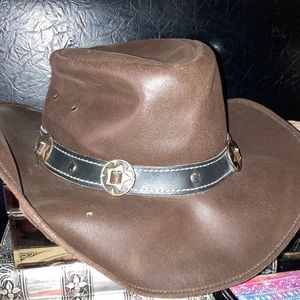 Real leather kids cowboy hat